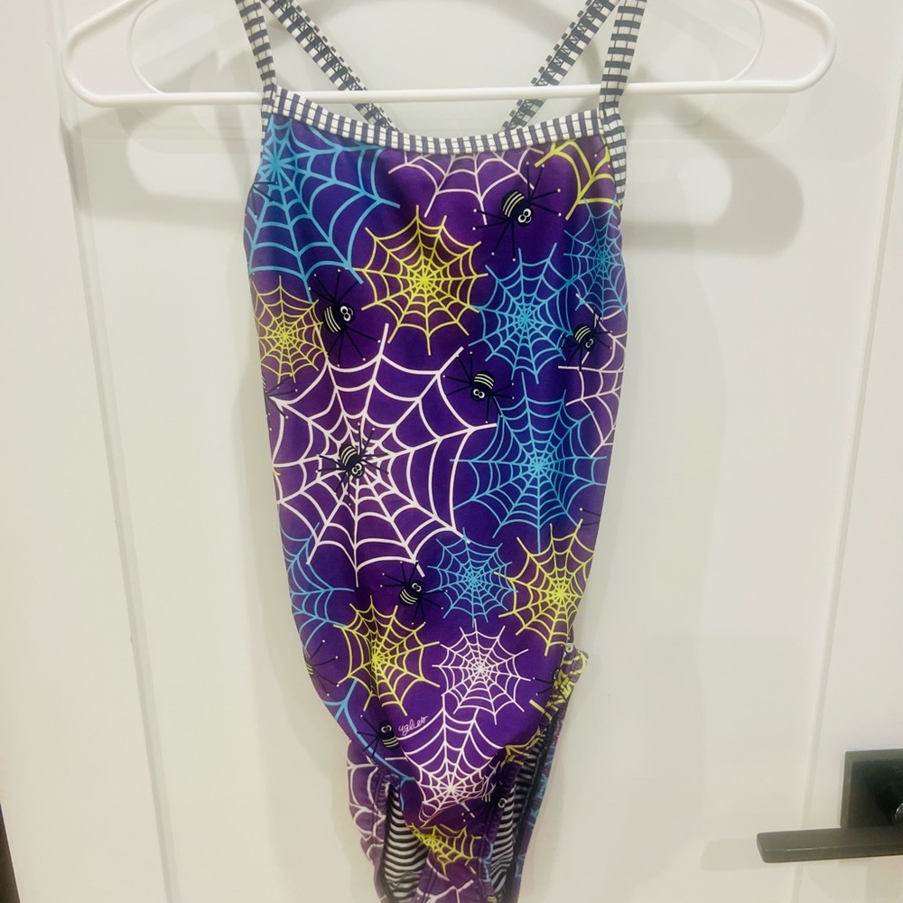 Dolfin Purple One-Piece Swimsuit with Teal Web Accent